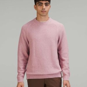 LULULEMON Textured Knit Crewneck Sweater - L - Heathered Brier Rose